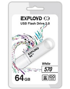 Накопитель USB 2.0 64GB 570 белый Exployd