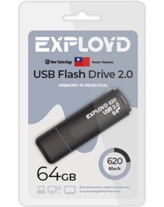 Накопитель USB 2.0 64GB EX-64GB-620-Black 620, чёрный Exployd