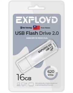 Накопитель USB 2.0 16GB EX-16GB-620-White 620, белый Exployd