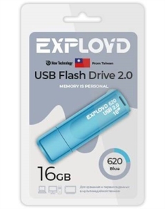 Накопитель USB 2.0 16GB EX-16GB-620-Blue 620, синий Exployd