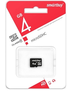 Карта памяти MicroSDHC 4GB SB4GBSDCL4-00 Class 4 без адаптера Smartbuy