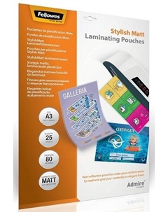 Пленка FS-56022 для ламинирования Stylish Matt стильное матирование, А3 Admire, 80 мкм, 25 шт. Fellowes