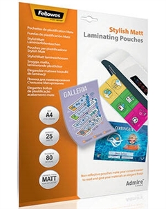 Пленка FS-56021 для ламинирования Stylish Matt стильное матирование, А4 Admire, 80 мкм, 25 шт. Fellowes