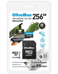 Карта памяти MicroSDXC 256GB OM256GCSDXC10-U3-V30 Class 10 Recorder UHS-I U3 V30 (95 Mb/s) + SD адаптер Oltramax