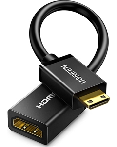 Кабель интерфейсный 20137 Mini HDMI(M)/HDMI(F), кабель 22 см, черный Ugreen