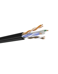 Кабель витая пара U/UTP 6 кат. 4 пары DR-141003 22AWG(0.58 мм), медь, одножильный (solid), внешний, PE, чёрный, уп/500м Datarex