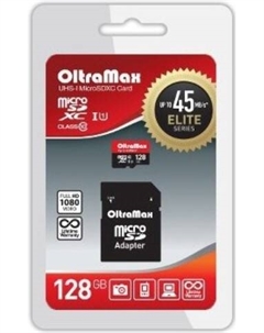Карта памяти MicroSDXC 128GB OM128GCSDXC10UHS-1-ElU1 Class 10 Elite UHS-I (45 Mb/s) + SD адаптер Oltramax