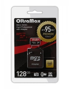 Карта памяти MicroSDXC 128GB OM128GCSDXC10UHS-1-PrU3 Class 10 Premium UHS-I U3 (95 Mb/s) + SD адаптер Oltramax
