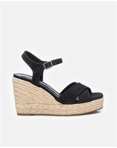 Женские эспадрильи на танкетке с застежкой на пряжке, чёрный Refresh