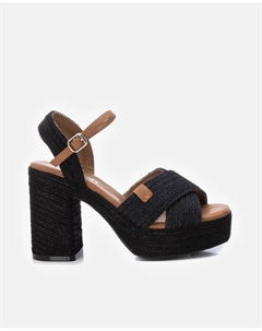 Женские босоножки на каблуке с застежкой на пряжке, чёрный Refresh