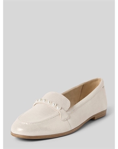 Кожаные мокасины с жемчугом, кремовый Tamaris