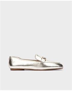 Женские кожаные мокасины с металлической деталью золотого цвета, золотой Martinelli