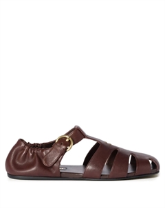 Сандалии рыбака с рюшами, коричневый Miu miu