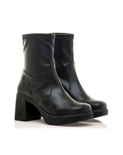 Женские кожаные ботильоны на каблуке из стрейчевой ткани, чёрный Mustang