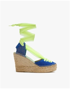 Женские эспадрильи Meridia121 на танкетке, подошва из 100 % экологического джута, синий Star love