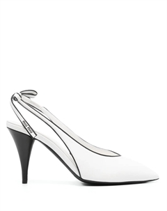 Туфли-лодочки из кожи наппа, 90 мм, с открытой пяткой, белый Miu miu