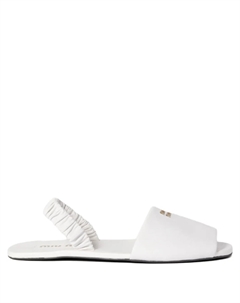 Сандалии с открытой пяткой и рюшами, белый Miu miu