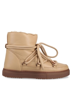 Женские ботинки кожаные на шнуровке, бежевый Inuikii