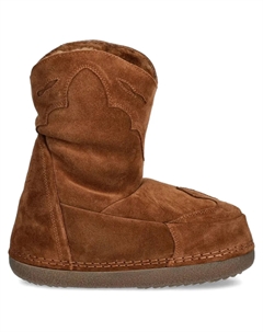 Женские зимние сапоги замшевые с аппликацией, коричневый Inuikii