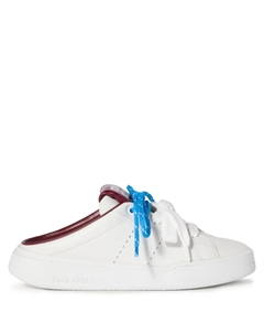 Кожаные мюли-кроссовки, белый Miu miu