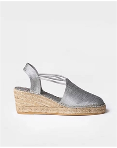 Женские эспадрильи на танкетке из ткани однотонных тонов на резинках, серебряный Toni pons