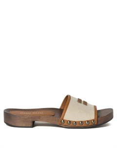 Мюли с тисненым логотипом, нейтральный Miu miu