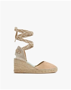 Женские эспадрильи на танкетке Columba124 на подошве из 100% экологического джута, бежевый Star love