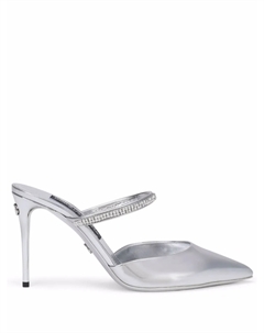 Мюли с заостренным носком и кристаллами, серый Dolce&gabbana