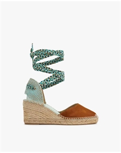 Женские эспадрильи на танкетке Columba124 на подошве из 100% экологического джута, коричневый Star love