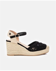 Женские эспадрильи на танкетке с застежкой на пряжке, чёрный Refresh