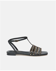 Босоножки с заклепками и ремешками, чёрный Сфера