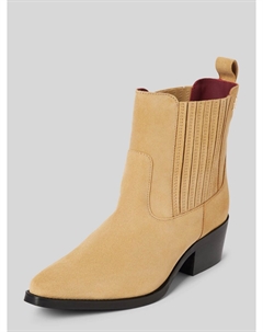 Кожаные ботильоны с аппликацией-лейблом, бежевый Tommy hilfiger