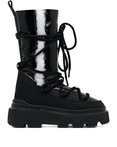 Лакированные армейские ботинки на шнуровке, черный Inuikii