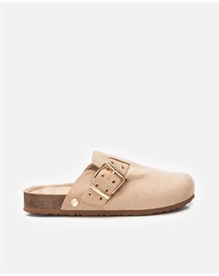 Женские сабо с декоративной пряжкой и резиновой подошвой, бежевый Refresh