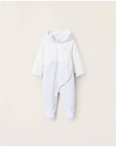 Бархатное пальто для мальчиков с капюшоном, белый Zippy