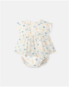 Платье для девочки с анималистичным принтом и трусиками в тон, белый Tutto piccolo