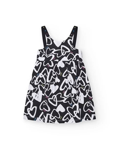 Платье для девочки с принтом и аппликациями на бретелях, чёрный Tuc tuc