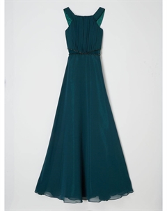 Приталенное вечернее платье из шифона с драгоценными камнями, темно-зеленый G.o.l.