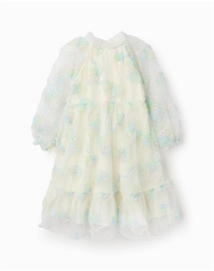 Платье для девочки из фатина с пайетками, белый Zippy