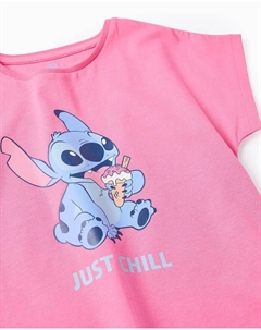 Футболка для девочки 100% хлопок Stitch мотив, цвет Rosa Zippy