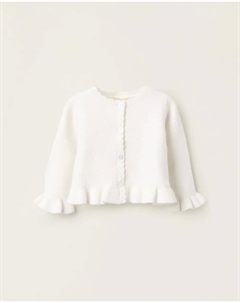 Вязаная кофточка для девочки с оборками, белый Zippy