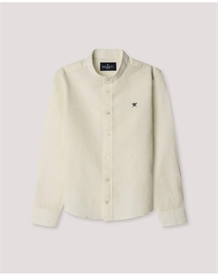 Рубашка для мальчика с воротником-стойкой и вышитым логотипом, белый Hackett