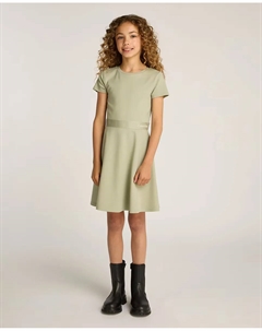 Девичье расклешенное платье с логотипом, светло-зеленый Calvin klein