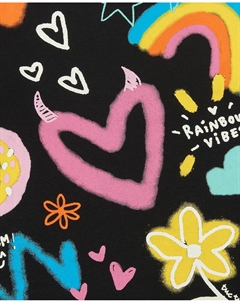 Футболка для девочек с длинными рукавами и сердечками и радугой, чёрный Tuc tuc