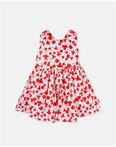 Платье для девочки из красного атласа с цветочным принтом, красный Tutto piccolo