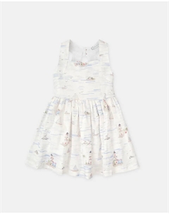 Платье для девочки без рукавов с матросским принтом, бежевый Tutto piccolo