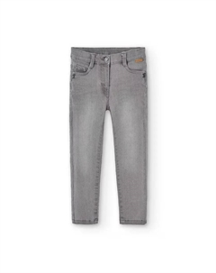 Джинсы для девочек с пятью карманами и шлевками для ремня на талии, серый Boboli
