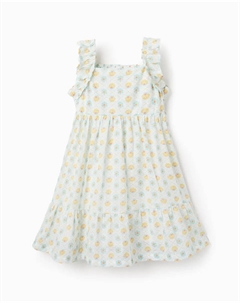 Платье для девочки из 100% хлопка с цветочным принтом, белый Zippy