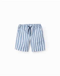 Шорты-бермуды в полоску для мальчиков со шнурком, синий Zippy