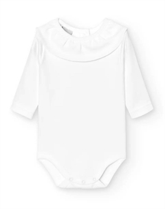 Набор из 2 детских боди с оборками на шее и длинными рукавами, белый Babidu